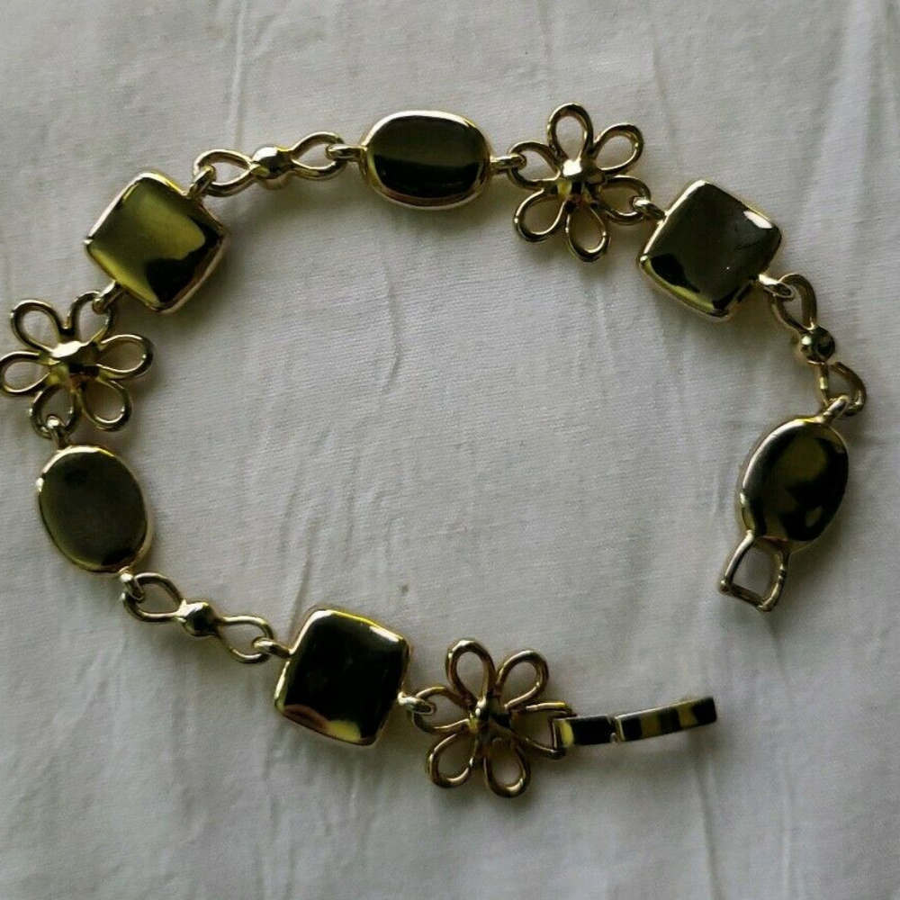 Beautiful Goldtone 7 1/2in Amber Colored Bracelet